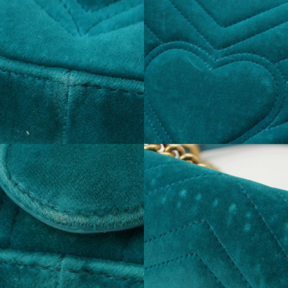 GucciGucci GG Marmont Velvet Chain Shoulder Bag Blue - Picture 8 of 8
